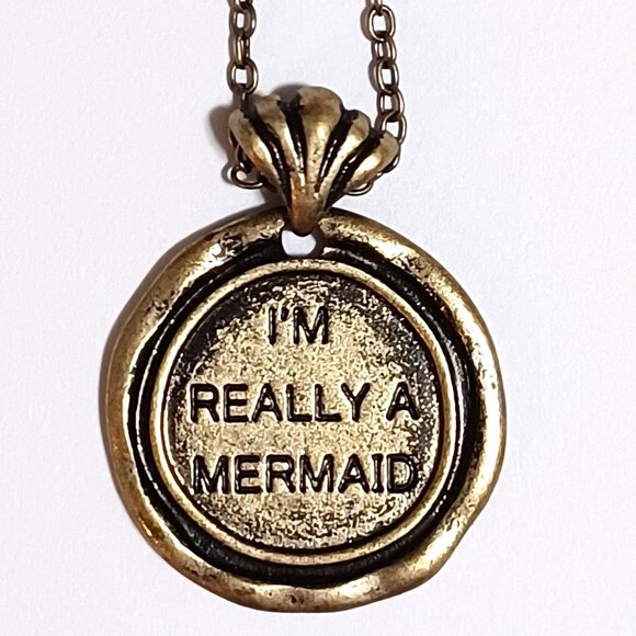 Source Unknown Jewelry - I'm Really A Mermaid Bronze Tone Necklace